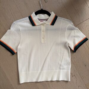 NWOT Wilson White Knit Polo with Green & Orange Trim